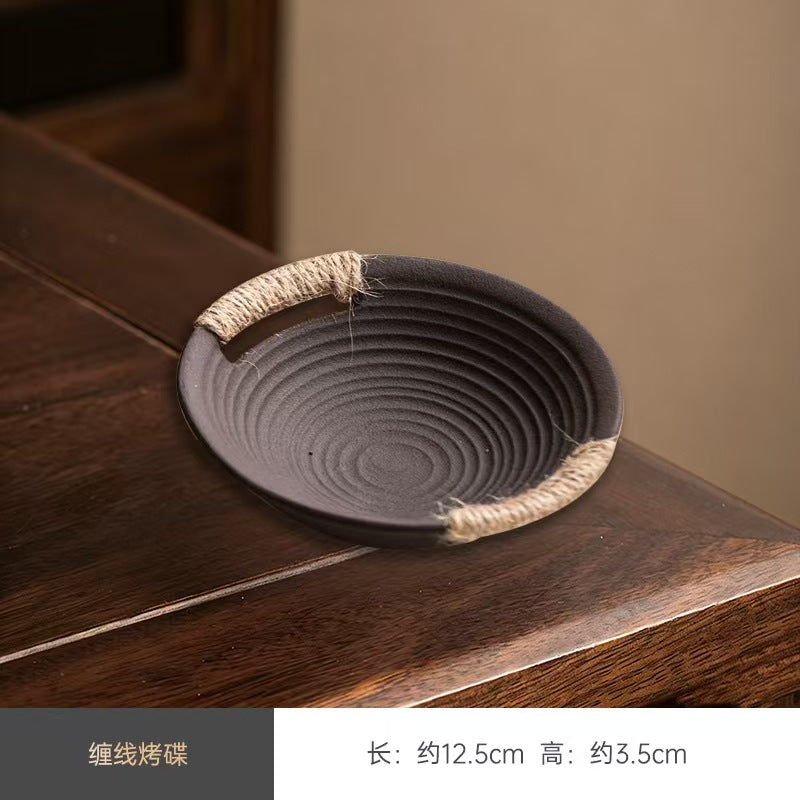Vintage Handmade Ceramic Incense Warmer, Chinese Zen Home Aromatherapy Burner for Sage, Cedar & Tea Rituals