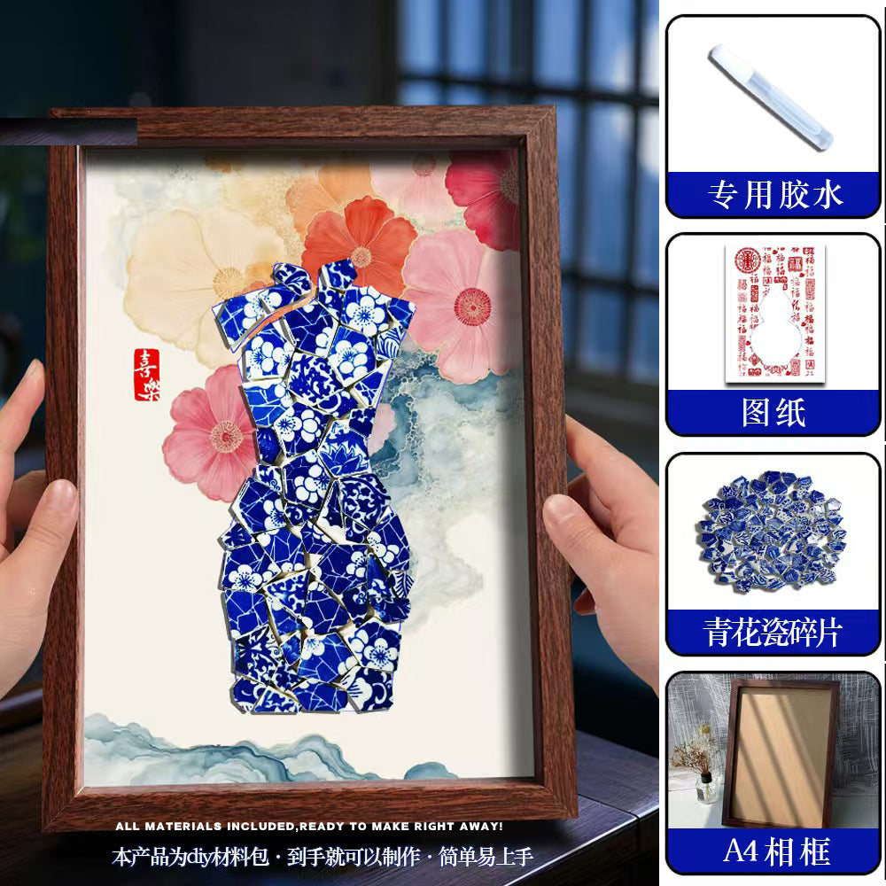 White Porcelain DIY Frame Art A Masterpiece of Oriental Aesthetics