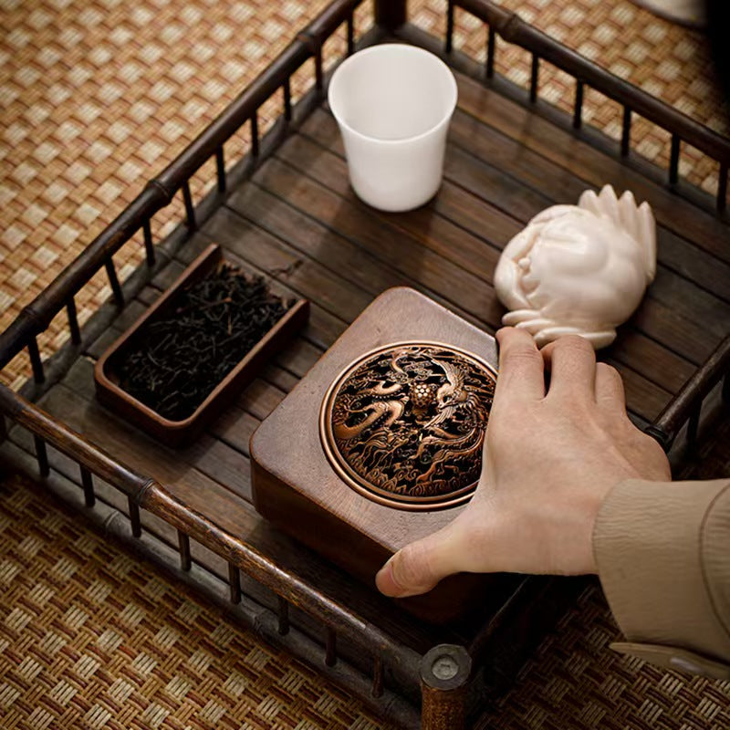 Handmade Walnut Wood Zen Incense Burner Vintage Chinese Style Holder for Sandalwood Agarwood