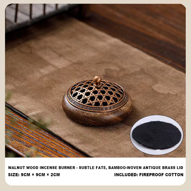 Handmade Walnut Wood Zen Incense Burner Vintage Chinese Style Holder for Sandalwood Agarwood