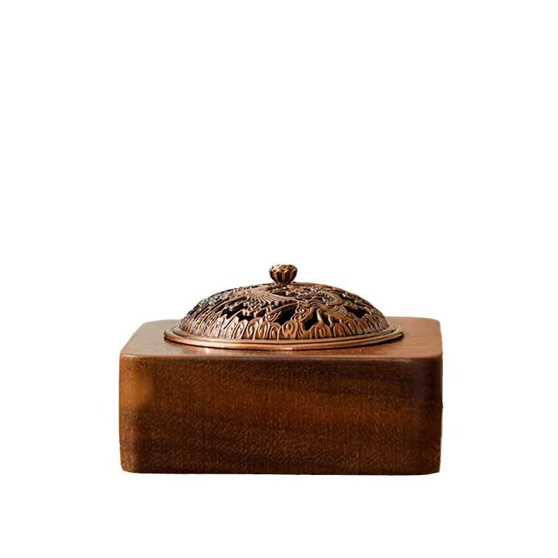 Handmade Walnut Wood Zen Incense Burner Vintage Chinese Style Holder for Sandalwood Agarwood