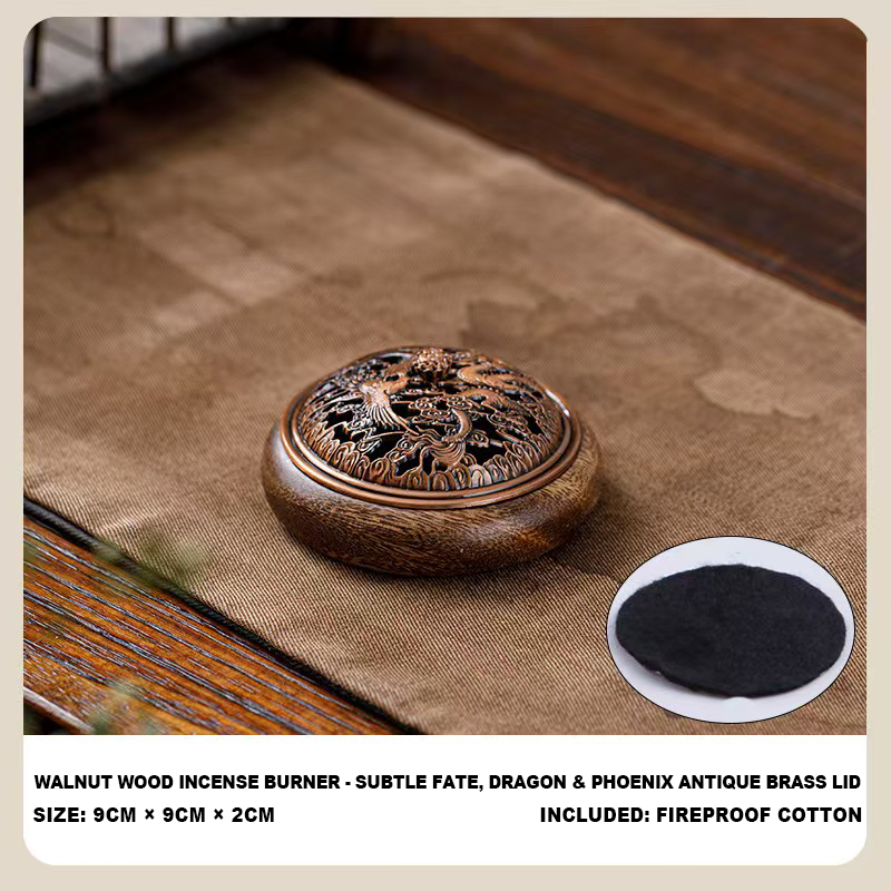 Handmade Walnut Wood Zen Incense Burner Vintage Chinese Style Holder for Sandalwood Agarwood