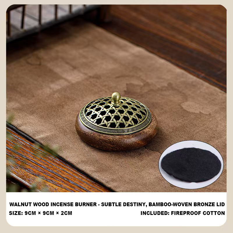 Handmade Walnut Wood Zen Incense Burner Vintage Chinese Style Holder for Sandalwood Agarwood